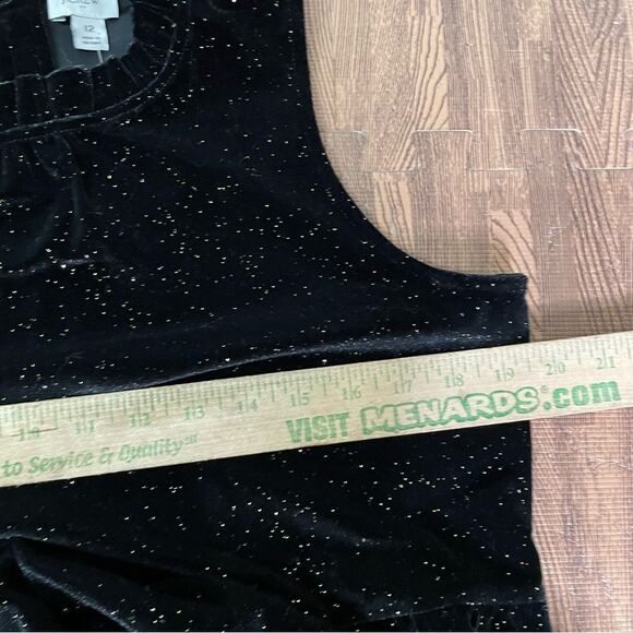 $128 J. CREW Glitter Velvet Tiered Midi Holiday Dress Black Gold Size‎ 12 - Picture 6 of 7
